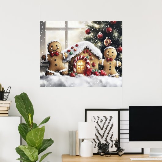 Gingerbread Christmas Wall Art Poster (Thuiskantoor)