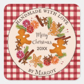 Gingerbread Citrus Cookie Spice Handgemaakte Kerst Vierkante Sticker (Voorkant)