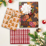 Gingerbread Citrus Spice Gingham Rustic Christmas Inpakpapier Vel<br><div class="desc">Dit feestelijke trio van design is gemaakt met behulp van mijn Scandinavische geïnspireerde koekjes in de vorm van een peperkoekman, een kerstboom en een ster omringd door citrus, gedroogde kruiden, groen en bessen die het gevoel oproepen van een warme cottage-keuken bij oma's vol met de geuren van het bakken van...</div>