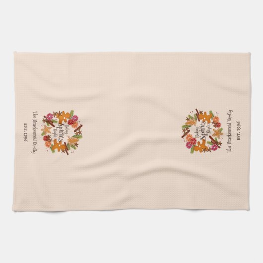 Gingerbread Citrus Spice Wreath Kerstvakantie Theedoek (Horizontaal)