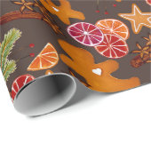 Gingerbread Citrus Spices Rustieke kerstvakantie Cadeaupapier (Rol Hoek)