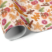 Gingerbread Citrus Spices Rustieke kerstvakantie Cadeaupapier (Rol Hoek)