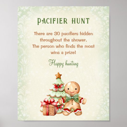 Gingerbread Classic Baby shower Pacifier Hunt spel Poster (Voorkant)