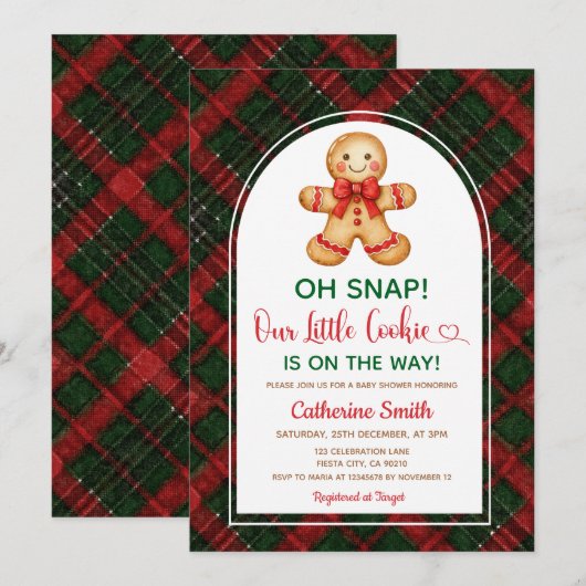  Gingerbread Classic Christmas Baby Shower  Kaart (Voorkant / Achterkant)