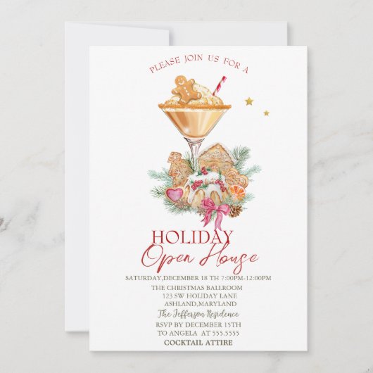 Gingerbread Cocktail Cookies Holiday Open Huis Kaart (Voorkant)