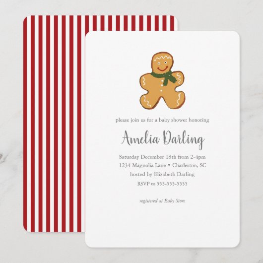Gingerbread Cookie Baby shower Invitation Kaart (Voorkant / Achterkant)