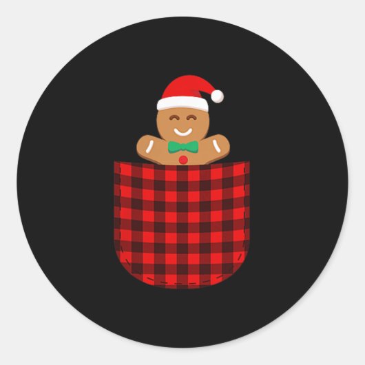 Gingerbread Cookie Buffalo Red Plaid Cket Christma Ronde Sticker (Voorkant)