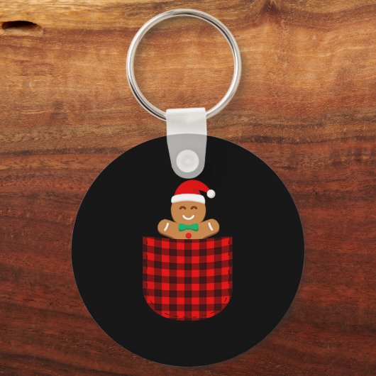 Gingerbread Cookie Buffalo Red Plaid Cket Christma Sleutelhanger (Voorkant)