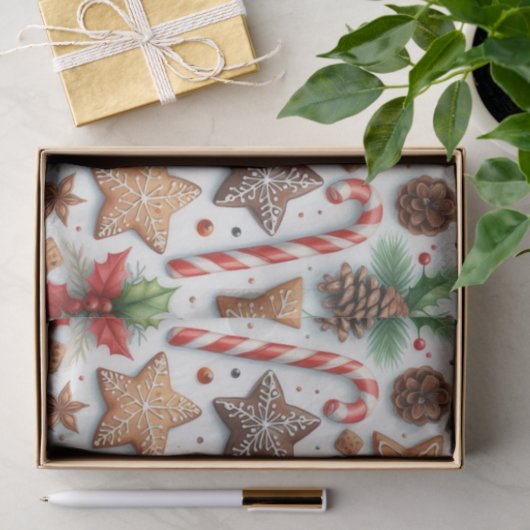 Gingerbread Cookie Candy Cane & Pine Tissuepapier (Geschenk)