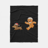 Gingerbread Cookie Chasing Dachshund Christmas Dog Fleece Deken (Voorkant)