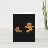 Gingerbread Cookie Chasing Dachshund Christmas Dog Kaart (Voorkant)