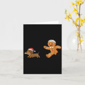 Gingerbread Cookie Chasing Dachshund Christmas Dog Kaart (Gele Bloem)