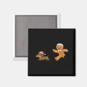 Gingerbread Cookie Chasing Dachshund Christmas Dog Magneet (Voorkant / Achterkant)