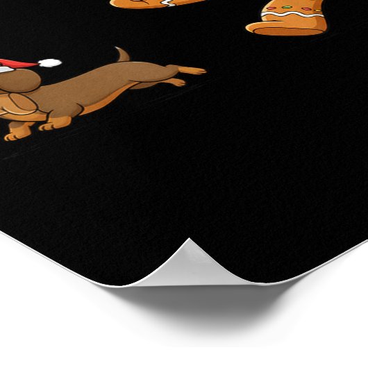 Gingerbread Cookie Chasing Dachshund Christmas Dog Poster (Hoek)