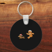 Gingerbread Cookie Chasing Dachshund Christmas Dog Sleutelhanger (Voorkant)