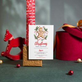 Gingerbread Cookie Christmas Baby shower Kaart