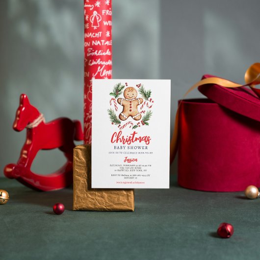 Gingerbread Cookie Christmas Baby shower Kaart