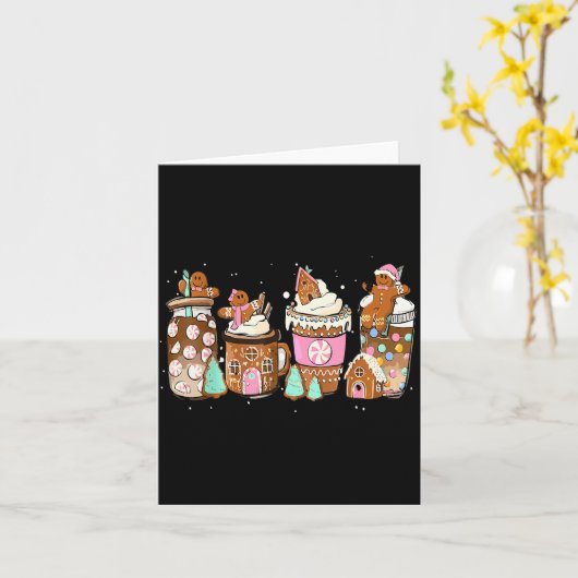 Gingerbread Cookie Christmas Coffee C Latte Drink  Kaart (Gele Bloem)