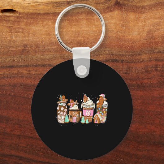Gingerbread Cookie Christmas Coffee C Latte Drink  Sleutelhanger (Voorkant)