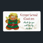 Gingerbread Cookie Christmas Gift Label Sticker<br><div class="desc">Gebruik deze schattige gingerbread cookie Christmas cadeau label stickers om uw zelfgemaakte vakantiegeschenken dit jaar te labelen (deze maat is vooral goed te gebruiken als inblikken of conserveren labels). U kunt de tekst eenvoudig aanpassen aan wat u er ook over wilt zeggen. Momenteel staat er in de tekst "Made for...</div>
