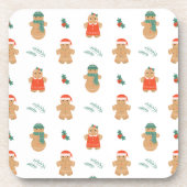 Gingerbread Cookie Christmas Pattern Bier Onderzetter (Voorkant)
