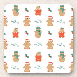 Gingerbread Cookie Christmas Pattern Bier Onderzetter