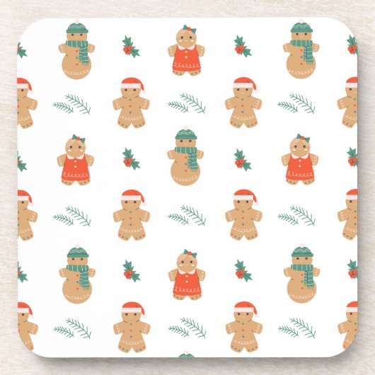 Gingerbread Cookie Christmas Pattern Bier Onderzetter (Voorkant)
