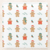 Gingerbread Cookie Christmas Pattern Glazen Onderzetter (Voorkant)