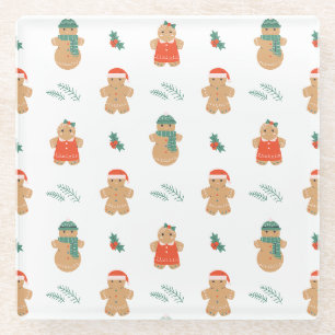 Gingerbread Cookie Christmas Pattern Glazen Onderzetter