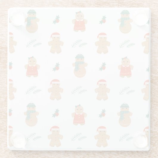 Gingerbread Cookie Christmas Pattern Glazen Onderzetter (Achterkant)