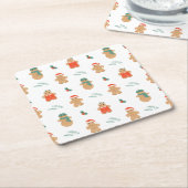 Gingerbread Cookie Christmas Pattern Kartonnen Onderzetters (Schuin)