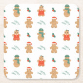 Gingerbread Cookie Christmas Pattern Kartonnen Onderzetters (Voorkant)