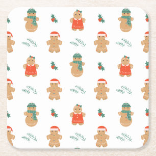 Gingerbread Cookie Christmas Pattern Kartonnen Onderzetters