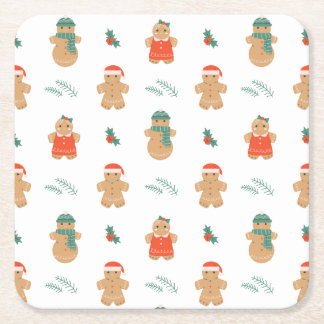 Gingerbread Cookie Christmas Pattern Kartonnen Onderzetters