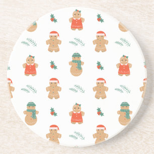 Gingerbread Cookie Christmas Pattern Zandsteen Onderzetter