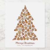 Gingerbread Cookie Christmas Tree Custom Wijn Etiket (Enkel label)