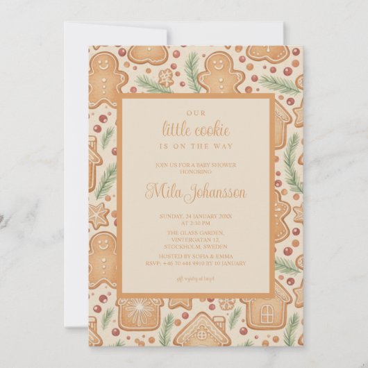 Gingerbread Cookie Christmas Winter Baby Shower Kaart (Voorkant)