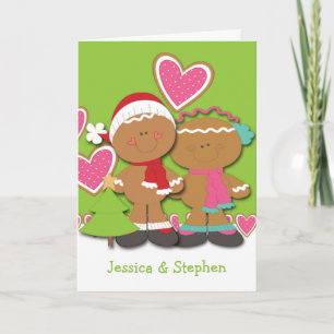Gingerbread Cookie Couple Christmas Feestdagen Kaart