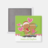 Gingerbread Cookie Couple Christmas Magneet (Voorkant / Achterkant)