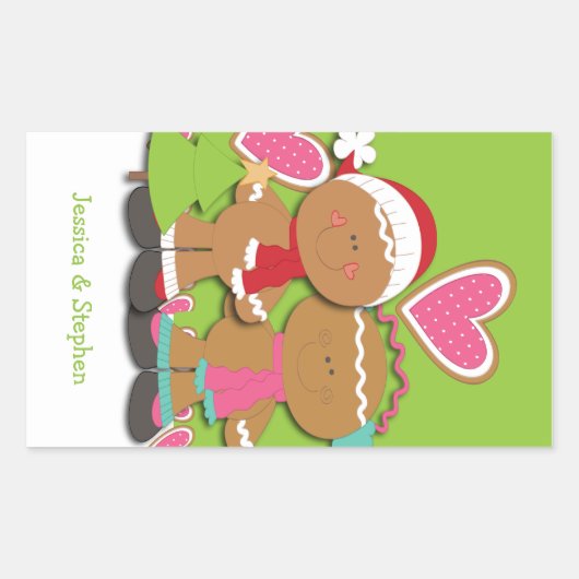Gingerbread Cookie Couple Christmas Rechthoekige Sticker (Voorkant)