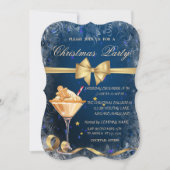 Gingerbread Cookie Drink Bow Blue Christmas Kaart (Voorkant)