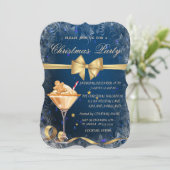 Gingerbread Cookie Drink Bow Blue Christmas Kaart (Staand voorkant)