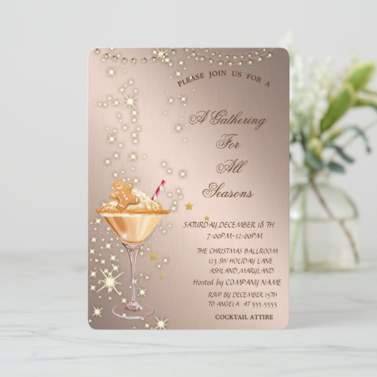 Gingerbread Cookie Drink Roos Gold Seasons Kaart (Staand voorkant)