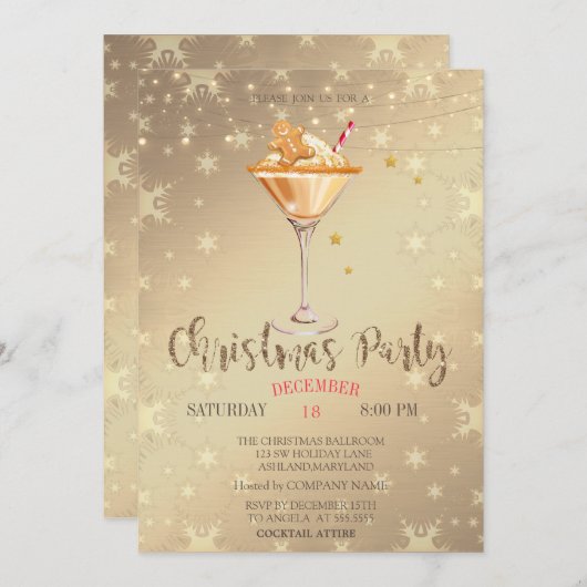 Gingerbread Cookie Drink Stars Gold Christmas Kaart (Voorkant / Achterkant)