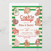 Gingerbread Cookie Exchange Kerstuitnodiging Kaart (Voorkant / Achterkant)