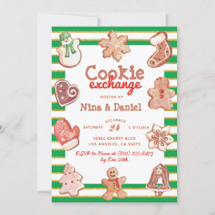 Gingerbread Cookie Exchange Kerstuitnodiging Kaart