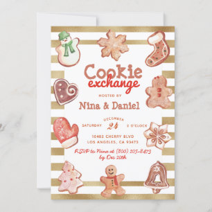 Gingerbread Cookie Exchange Kerstuitnodiging Kaart