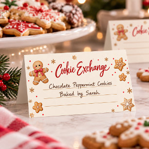 Gingerbread Cookie Exchange Lege Vouw Plaatskaart Plaatskaartje