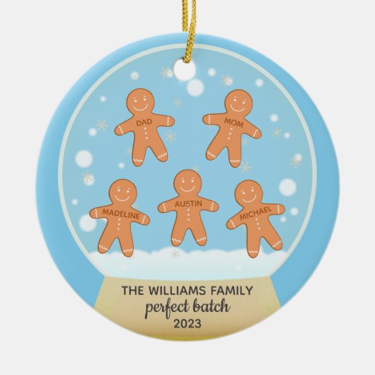 Gingerbread Cookie Familie Gepersonaliseerd Orname Keramisch Ornament (Voorkant)