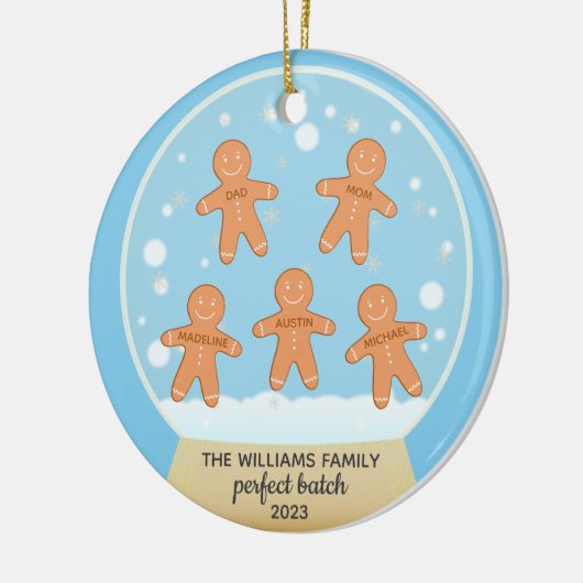 Gingerbread Cookie Familie Gepersonaliseerd Orname Keramisch Ornament (Links)